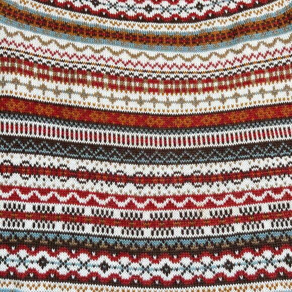 Carolina K Alpaca Wool Fringe Poncho Sweater Multicolor Geometric Medium Boho - Picture 2 of 14